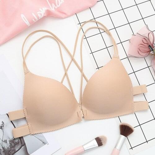 Front Buckle Bras Women Sexy Back Massage Bra Strapless Cleavage Backless Bra Women Luxury Underwear Wireless Push Up Brassiere