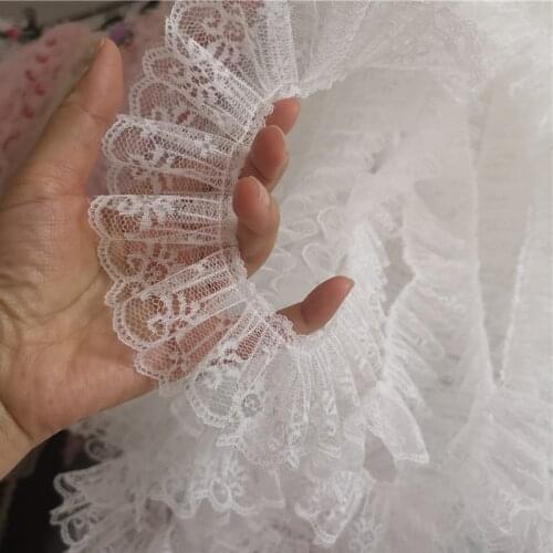 1Yards / 5cm Pleated Guipure White Black Lace Fabric Flower Trim Ribbon Craft Supplies Sewing Accessories Dresses For Women QT6