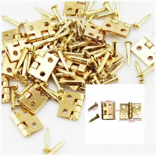 20pcs/Lot Cabinet Door Hinges Brass Plated Mini Hinge Small Decorative Jewelry Wooden Box Furniture Accessories