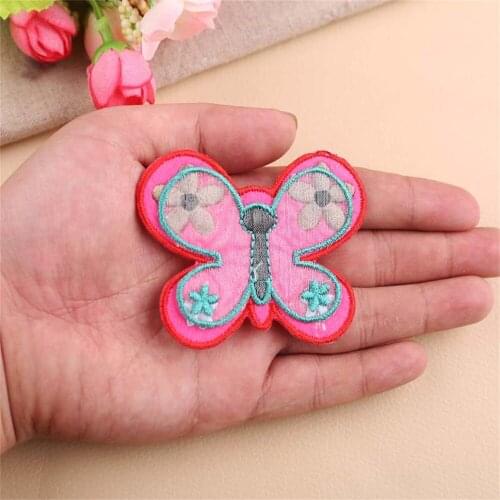 Maxsin 10 Pc/lot Cute Color Butterfly Sticker Animal Patch Iron On Child Clothes Bag Garment Accessories DIY Decals Decorative