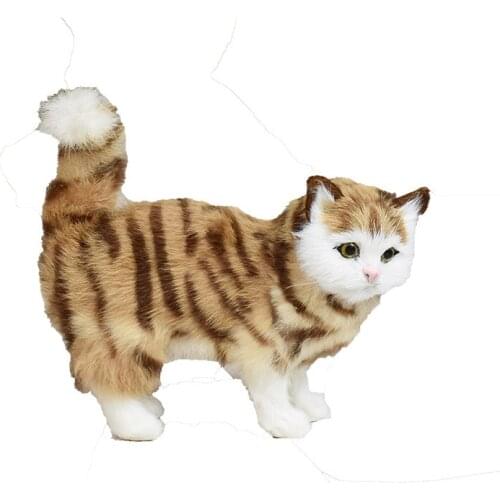 2 pcs simulation cat animal model home creative ornaments cute plush toy doll gift photography props DY80050