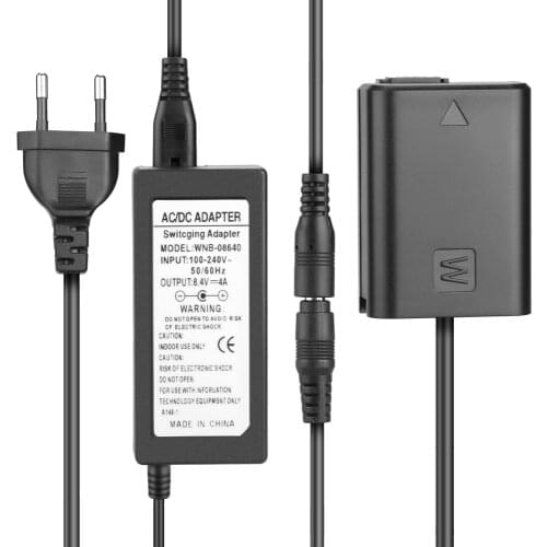 AC Power Supply Adapter For Sony NP-FW50 Dummy Battery Alpha A6500, A6400, A6300, A7, A7II, A7RII, A7SII, A7S, A7S2, A7R, A7R2