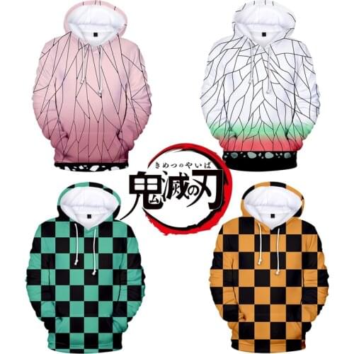Anime Demon Slayer Hoodies Kimetsu no Yaiba Hoodie Sweatshirts Cosplay Kamado Nezuko Kamado Tanjirou Pullover Cosplay Costome