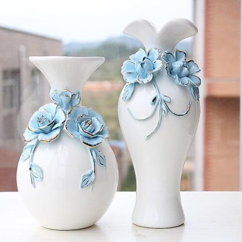 White Vase of Art European Ceramic Crafts Living Room Wine Cabinet Arrangement Home Decoration Creative Flower Arrangement