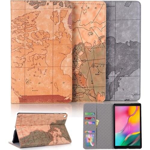 Hard Case for Samsung Galaxy Tab A 10.1 2019 T510 T515 Stand PU Leather Map Pattern Flip Cover for SM-T510 SM-T515 10.1inch case