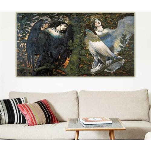 Citon Viktor Vasnetsov《Sirin and Alkonost,The Birds of Joy and Sorrow》Canvas Art Oil Painting Picture Wall Decor Home Decoration