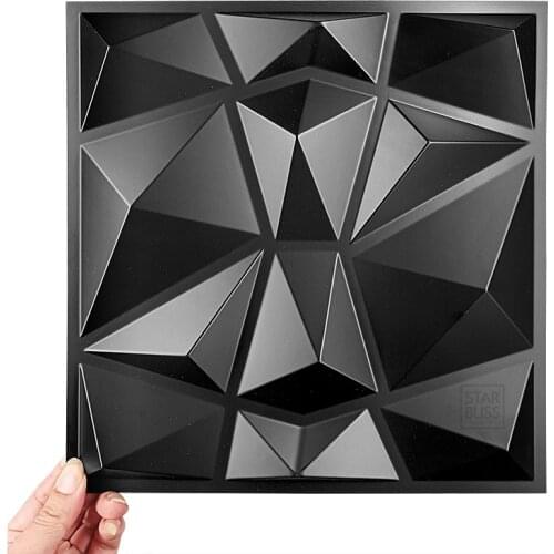 30x30cm 3d Art Plaster Cutting Geometric Diamond Carved Wood Adhesives Bottom Wall 3d Wall Sticker Home Decor Decorative Panel