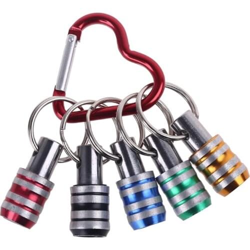 5Pcs 1/4inch Hex Shank Screwdriver Bits Holder Extension Bar Drill Screw Adapter Quick Release Heart-shaped Carabiner Keychain