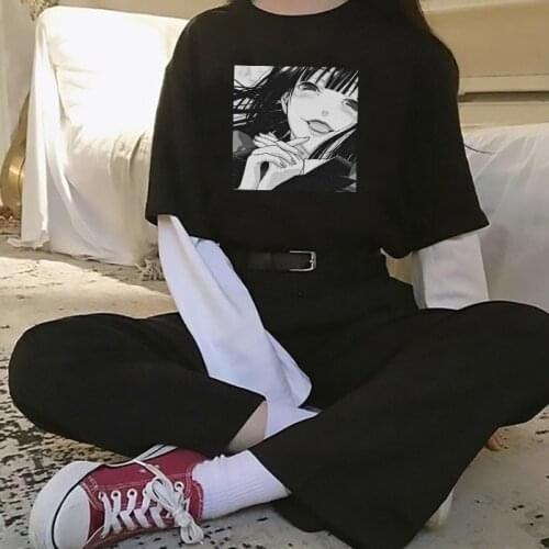 Kakegurui Yumeko Jabami T-shirt anime Harajuku punk female fashion loose plus size casual cartoon hip hop Summer women clothing