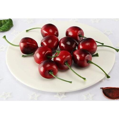 Artificial Fruits Cherry Foam Fake Fruit tchen Table DIY Home Decoration 20PCS Plastic Simulation Cherries Fruits display props