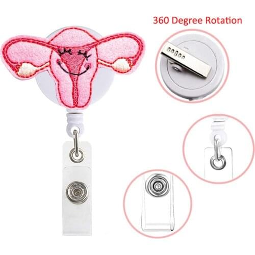 1PC Cute Organ Heart Pattern Retractable Nurse Badge Reel Clip Badge Holder Students Doctor ID Card Holder Kawaii Needle