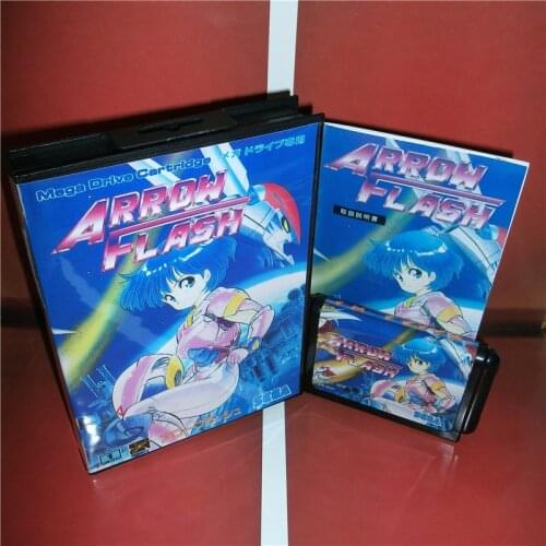 MD games card - Arrow Flash Japan Cover with Box and Manual for MD MegaDrive Genesis Video Game Console 16 bit MD card