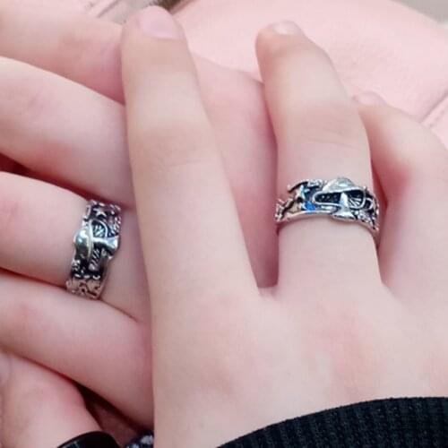 Vintage Star Flower Pattern Ring for Women Men Multi Size Femme Statement Retro Punk Hip Hop Biker Finger Party Night Club Ring