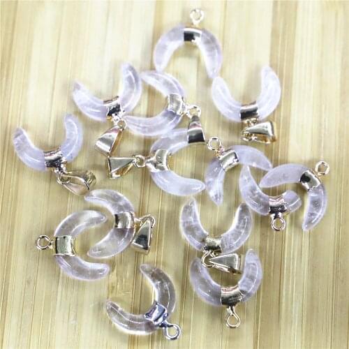 10pcs Unique Horn Shape Pendant Natural Stone Lapis Lazuli Aventurine Pink Rose Quartzs Pendants for Necklace Bracelet Handmade
