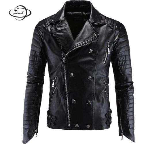 Mens Faux Leather Jacket Spring Autumn Male Coat Clothing V-neck Slim Criss-cross Punk Locomotive Pu Man Outerwear Clothes H174