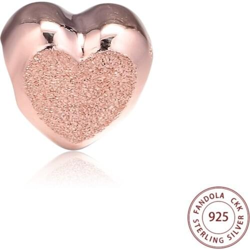 Matte Brilliance Heart Charm Fits Pandora Charms Bracelet 925 Sterling Silver Love Beads for Jewelry Making perles