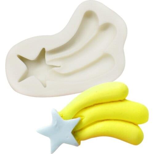 Cute Meteor Rainbow Silicone Mold Mousse Fondant Ice Cube Mould Pudding Candy Soap Candle Molds Baking Cake Decoration Tool