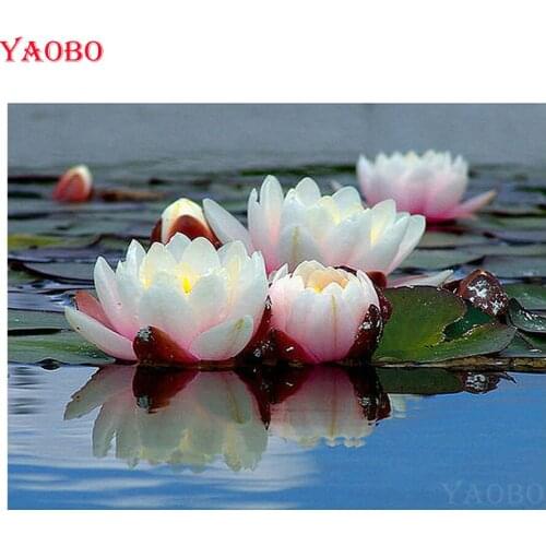Diy Square/Round drill diamond painting cross stitch mosaics Full 100% cover embroidery "Lotus Flower" diamond embroidery sale