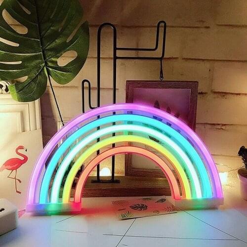 New Cute Rainbow Neon Sign LED Rainbow Light Lamp for Dorm Decor Rainbow Decor Neon Lamp Wall Decor Christmas Neon Bulb Tube