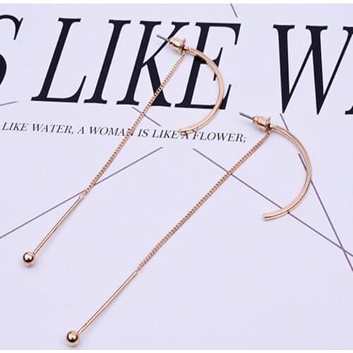 Handmade Korean version of the long section of the long-type C-type earrings earrings female temperament wild earrings ea