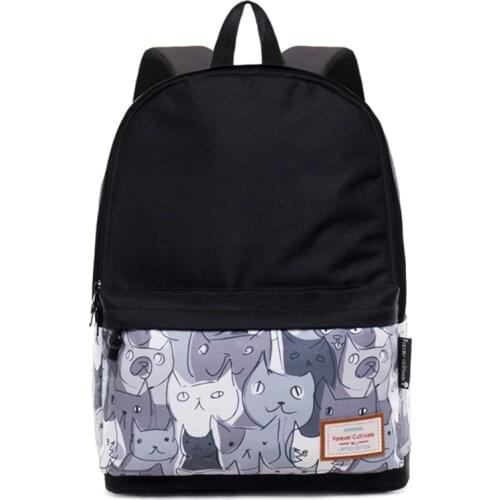 School Bag for Girl Boy Teenage Women Travel Backpack Canvas Breathable Bookbag Large Capacity Travel Laptop Daypack Cat Bagpack