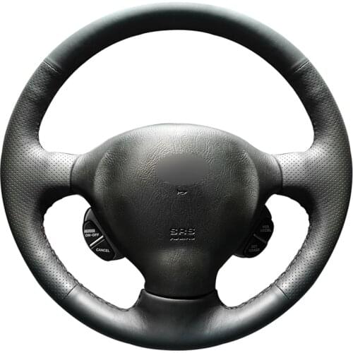 Hand-stitched Black Artificial Leather Car Steering Wheel Covers for Hyundai Santa Fe 2001 2002 2003 2004 2005 2006 Accessories
