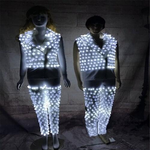 DC26 Ballroom dance led costumes singer stage show wears dress men robot suit luminous bar club performance catwalk dj clothing