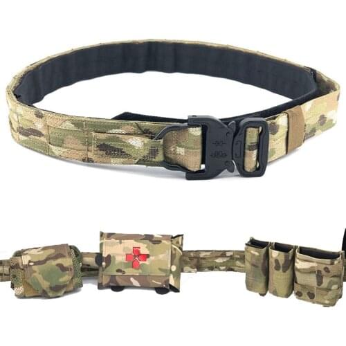 Tactical Battle Belt Military Molle Multicam Airsoft Gear Belt 4 In 1 Belt +5.56 Magazine Pouch+First Aid Kits+Storage Pouch