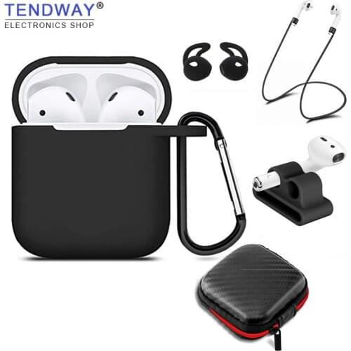 Tendway 5 pcs/set Silicone Case for Apple AirPods Accessories for Apple Earphones Silicone Strap Cover Tip Hook for Airpods
