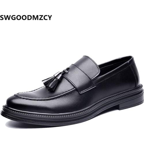 Leather Shoes Men Formal Tassel Office Shoes Men Classic Coiffeur Italian Brand Mens Dress Shoes Loafers Sepatu Slip On Pria