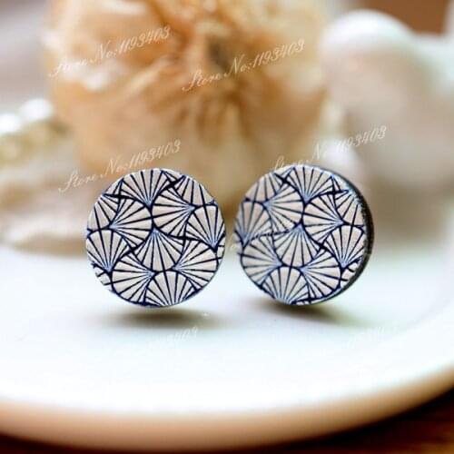 Unique 3D Geometry Embossed 16mm Round Coloured Drawing pattern Laser Cut wood Cabochon DIY for Rings, Earring,Brooch,Necklace