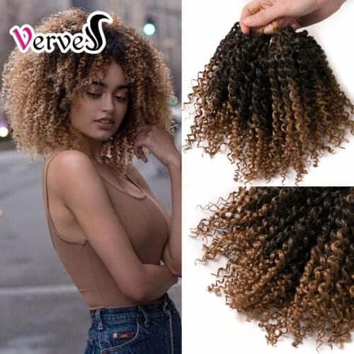 VERVES Curly crochet braids hair 90g/set,3piece/set 8 inch synthetic Marley brown ombre braiding hair extentions Blonde