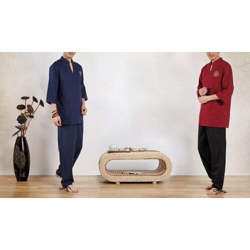 High quality Cotton&linen men yoga suittea service uniforms male tai chi kung fu clothes lay meditation clothing