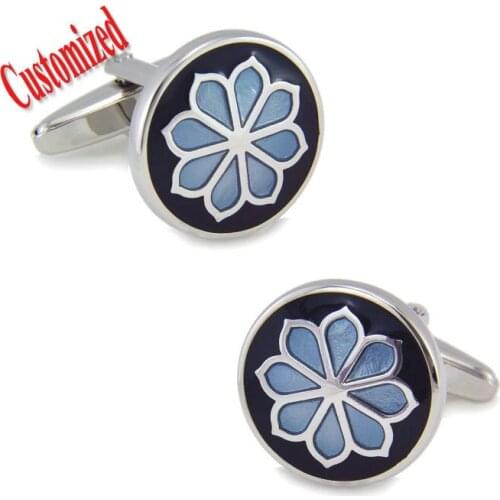 Baked finished zinc alloy round flower metal cufflinks