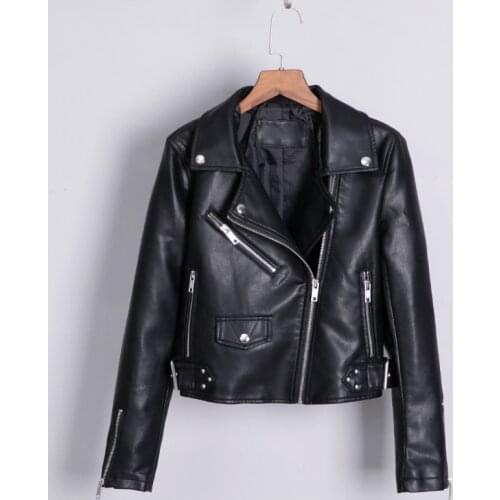 Pu Leather Jacket Women 2019 New Motorcycle Coat Zipper Outerwear Jacket Short Faux Leather Biker Jacket Soft Jacket Female