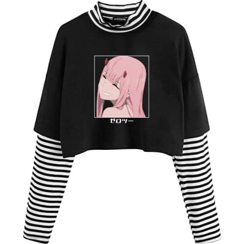 Darling In The Franxx Anime Harajuku Zero TWO Beautiful Girl Print T-shirt Men/women Tops Loose Summer long-sleeve