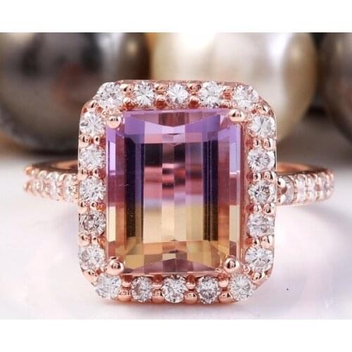 Fashion Women Ring Classical Rhinestones Zircon Ring For Women Accessories Jewlry Bride Wedding Engagement Rose Gold-Color