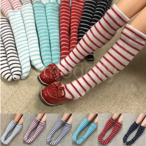 1Pair Stripe 1/6 ICY Blyth Knee Socks Stocking Suitable for Azone, Momoko, Barbies, Pullip, Licca 30cm Doll Clothes Accessories