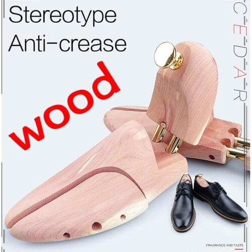 1 Pair High Quality Twin Tube Red Cedar Wood Adjustable Shoe Shaper Mens Womens Wooden Shoe Tree Stretcher Keeper Anti-wrinkle