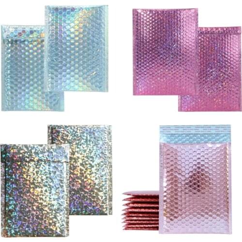 10PCS Colorful Metallic Makeup Gift Bags Glamour Colorful Packaging Bubble Mailer Shpping Bags Postal Mailers Bubble Mailers