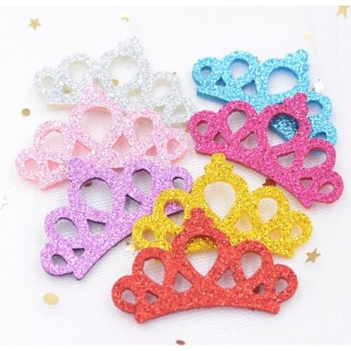 20Pcs Glitter Crown Patches Glitter Leather Crown Pads Applique/Scrapbooking Crafts Accessories for Card Making K44