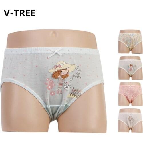 V-TREE 5pcs Lot Baby Girls Underwear Cute Modal Cotton Kids Briefs Cartoon Designs Soft Children Panties High Quality