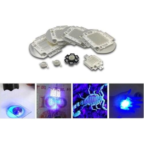 5pcs 10/20w/30w/50w/100w UV LED cob chip lamp fishing purple floodlight 405-410-420nm 45mil money detect free shipping