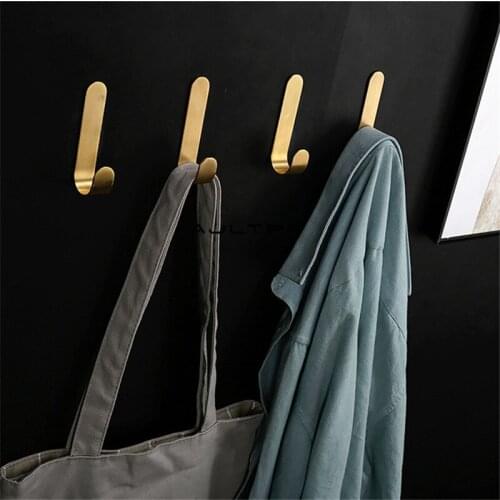 50Pcs L-Shape Heavy Duty Brass Hooks For Home Kitchen Bathroom Wall Hanger Clothes Hat Towel Holder Hook