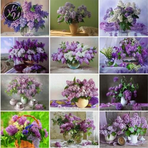 Diamond Painting Violet Full Drill Cross Stitch Kits for Adults Square Round Mosaic Art Accessories Rhinestones for Family Decor