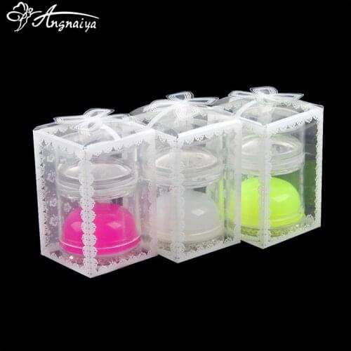 ANGNYA Double Head Jelly Silicone Nail Stamper Seal with Scraper Pink Green Transparent Nail Manicure Art Stamping Tool With Box