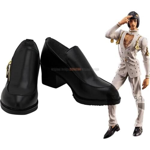 Bucciarati Black Shoes Cosplay Jojos Bizarre Adventure Bruno Bucciarati Cosplay Boots Black Shoes Custom Made Any Size