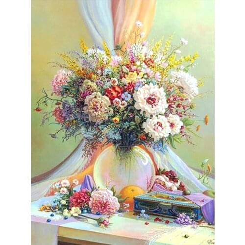 Flower Bouquet Still Life Vase Diamond Painting Round Full Drill Nouveaute DIY Mosaic Embroidery 5D Cross Stitch Floral Images