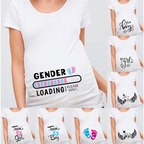 Baby on Board Gender Reaval Print Pregnant T Shirt Maternity Short Sleeve Pregnancy Shirst New Mom Gifts Pregnant Anouncement