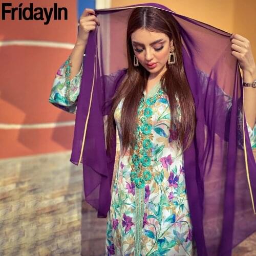 FridayIn Autumn Muslim Womens Clothes Fashion Abaya Dubai Hooded Robe Ladies 2021 New Casual Embroidered Printed Female Dresses